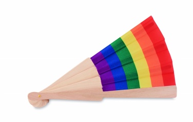 Logo trade promotional giveaway photo of: Rainbow wooden hand fan